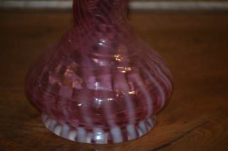 Fenton Glass Spiral Optic Cranberry Opalescent Vase 7 3/4 