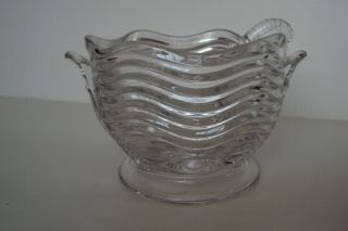 Vintage Duncan & Miller Caribbean Clear Divided Handled Bowl With Spoon - Vg