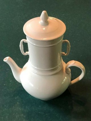 Large Vintage 12 - Inch Apilco France 4 - Piece White Porcelain Stacking Teapot