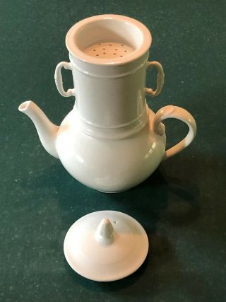Large Vintage 12 - Inch Apilco France 4 - piece White Porcelain Stacking Teapot 2