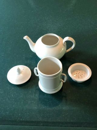 Large Vintage 12 - Inch Apilco France 4 - piece White Porcelain Stacking Teapot 3
