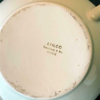 Large Vintage 12 - Inch Apilco France 4 - piece White Porcelain Stacking Teapot 4