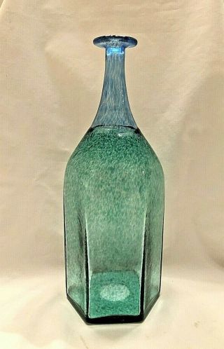 Bertil Vallien For Kosta Boda Blue & Green Bottle Vase 10 " Signed 42865
