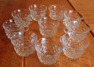 10 Vintage Clear Fostoria American Glass Punch Tea Cups Flared Rim " C " Handle