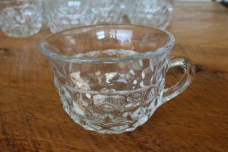 10 VINTAGE CLEAR FOSTORIA AMERICAN GLASS PUNCH TEA CUPS FLARED RIM 