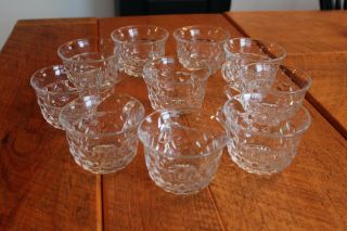 10 VINTAGE CLEAR FOSTORIA AMERICAN GLASS PUNCH TEA CUPS FLARED RIM 