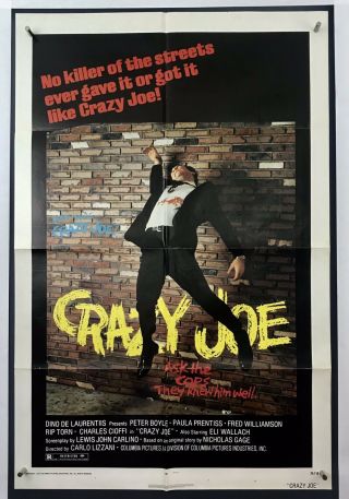Crazy Joe Movie Poster (fine) One Sheet 1974 Peter Boyle Fred Williamson 4105