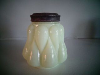 Eapg Dithridge Glass Salt Shaker Opaque Custard Yellow Bulging Teardrops 1894 - 99