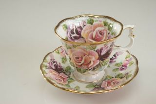 Vintage Royal Albert Amethyst Pattern Tea Cup & Saucer Summer Bounty Series