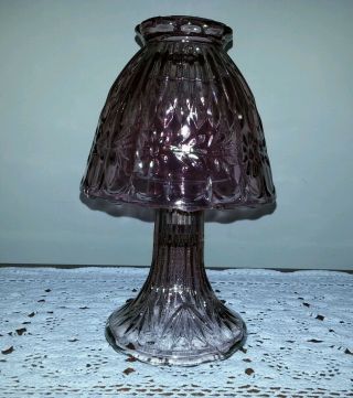 Art Glass Purple Dusty Lavender Iridescent Fairy Lamp Candle Lamp 9.  5 " 3 Pc
