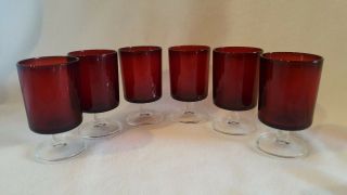 Luminarc Arcoroc Ruby Red Stemmed 4 Oz Aperitif Or Juice Glases (6)