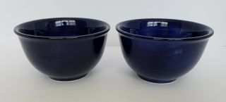(2) Tabletops Unlimited Espana Hand Painted Cobalt Blue Coupe Flare Cereal Bowls