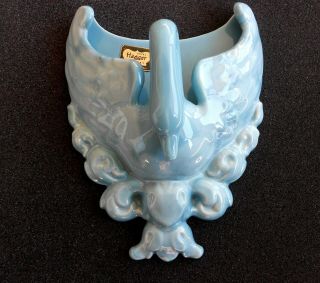 Royal Haeger Pottery Blue Swan Wall Sconce Vase Bird Ceramic 75th Anniversary