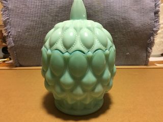 Stunning Eapg Vintage Quilted Turquoise Covered Candy Jar
