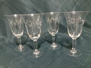 Set Of 4 Noritake Crystal Sasaki Bamboo Sherry Cordial Wine Glasses 6 1/8 " Tall