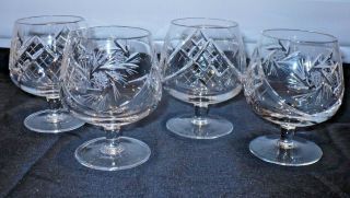 4 Pinwheel Crystal Balloon Cognac Brandy Snifters Glasses Barware
