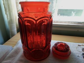 Vintage Le Smith Moon And Stars Red Canister 11 In.  Ground Lid