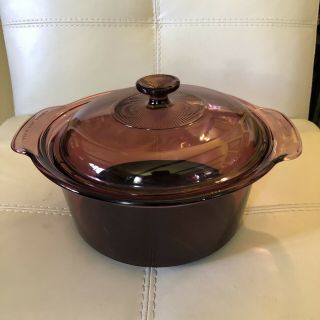 Corning Ware Visions Cranberry 3.  5l Dutch Oven Covered Casserole Stock Pot Usa