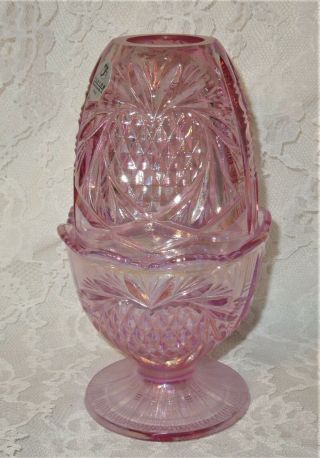 FENTON Iridescent Carnival Glass STRAWBERRY PINK 7 