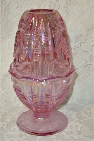 FENTON Iridescent Carnival Glass STRAWBERRY PINK 7 