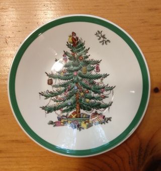 Set Of 7 Spode Christmas Tree 5 - 1/8 " Fruit Sauce Dessert Bowls Green Trim