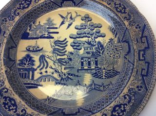 Antique Staffordshire China Blue Willow Oriental Design Blue White Salad Plates 8