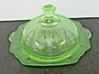Princess Green Anchor Hocking 1931 - 1935 Round Covered Butter Dish