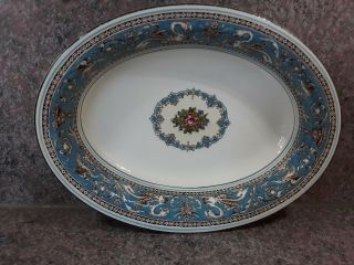 Vintage Wedgwood China Oval Serving Bowl - Florentine Turquoise Pattern