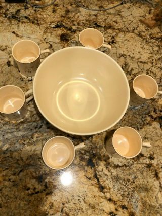 Vintage Tom And Jerry Punch Bowl Set With 6 Mugs