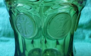 Fostoria Emerald Green Coin Glass Candy Dish with Lid 2