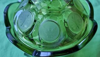 Fostoria Emerald Green Coin Glass Candy Dish with Lid 3