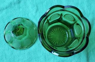 Fostoria Emerald Green Coin Glass Candy Dish with Lid 4