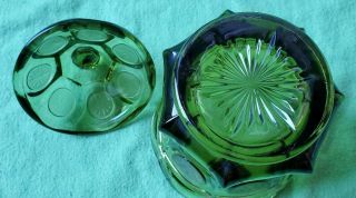 Fostoria Emerald Green Coin Glass Candy Dish with Lid 5