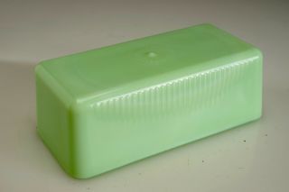 Vintage 1930s Mckee Jadeite Green Glass Medallion Large Butter Dish Cover Only
