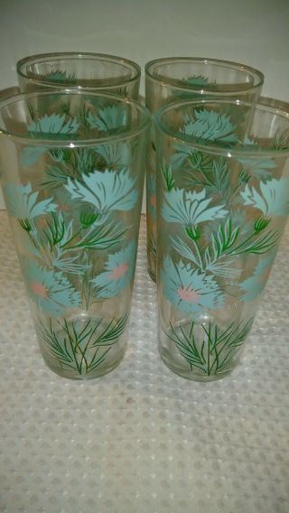 Set Of 4 Vintage Taylor Smith Taylor Boutonniere Tumbler Glasses 6.  5 "