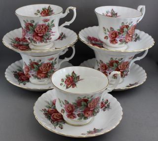 Set Of 5 Royal Albert Teacups & Saucers - Centennial Rose 29