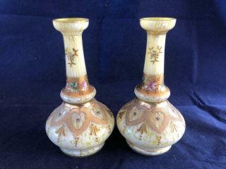 Fine Antique French Green Opaline Glass Vases.