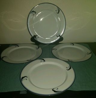Set Of 4 Dansk Flora Bayberry Blue 11” Dinner Plates