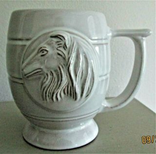 Rare Vintage Frankoma Pottery Impressed Dog Coffee Mug Collie