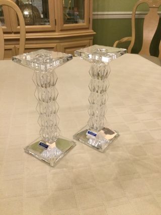 Rare Waterford Paradox 8 " Crystal Candlesticks / Candle Holders