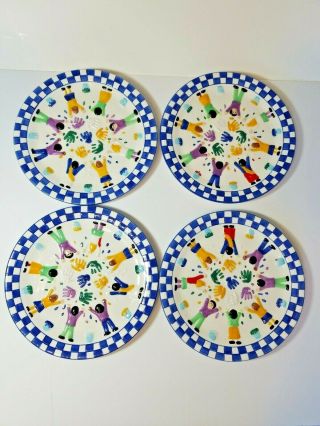 Vintage Set Of 4 Save The Children Centrum Small Hand Painted Plates