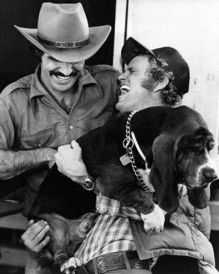 Smokey And The Bandit Burt Reynolds Jerry Reed Holding Dog 8x10 Photo