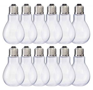 Home Collectives Fillable Light Bulb Containers – Clear Plastic Candy Jars, .
