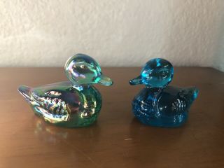 Fenton Mini Ducks Green & Blue