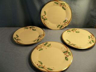 4 Lenox Holiday Nouveau Salad Plates 8 " Wide - With Tags 2nd Quality