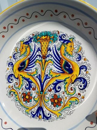 Vintage Ceramica Nova Deruta Raffaellesco Dragons 14 " Salad Serving Bowl Rare