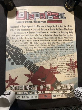 Lollapalooza 2008 Concert Radiohead Ragtm Kanye West Wilco Chicago Print Poster