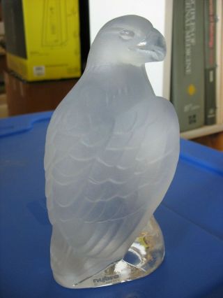 Vintage 7 " Nybro Sweden Frosted Bald Eagle Bird Crystal Art Glass Figure Statue