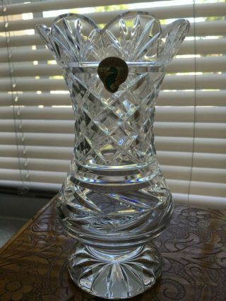 Waterford Crystal 7 " Clara Flower Vase Fan Laurel Cut