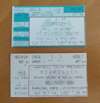 Morrissey 2 Concert Ticket Stubs Los Angeles 1992 1997 The Smiths